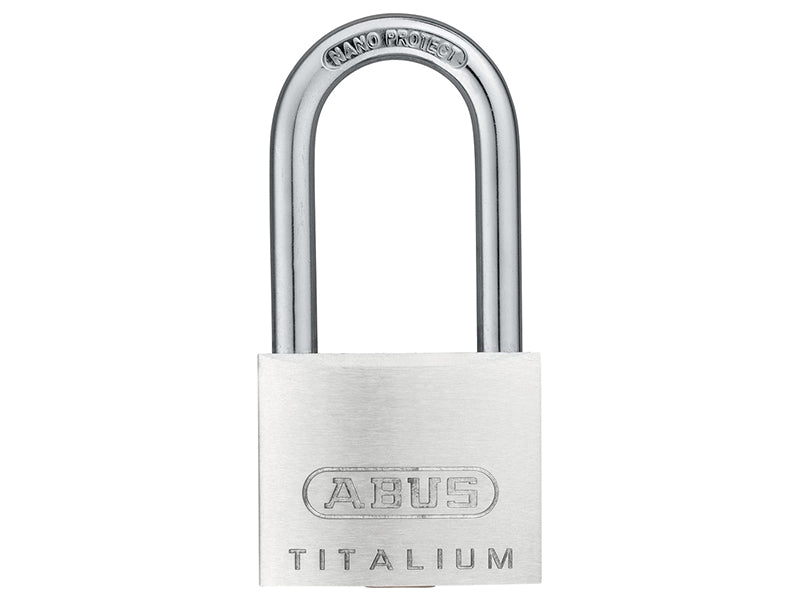 ABUS 55021 64TI/40mm TITALIUM� Padlock 40mm Long Shackle Carded