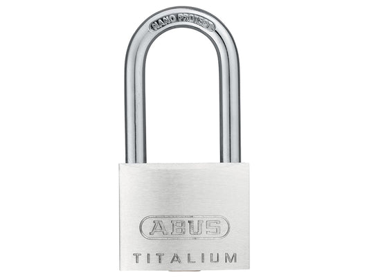 ABUS 55021 64TI/40mm TITALIUM� Padlock 40mm Long Shackle Carded