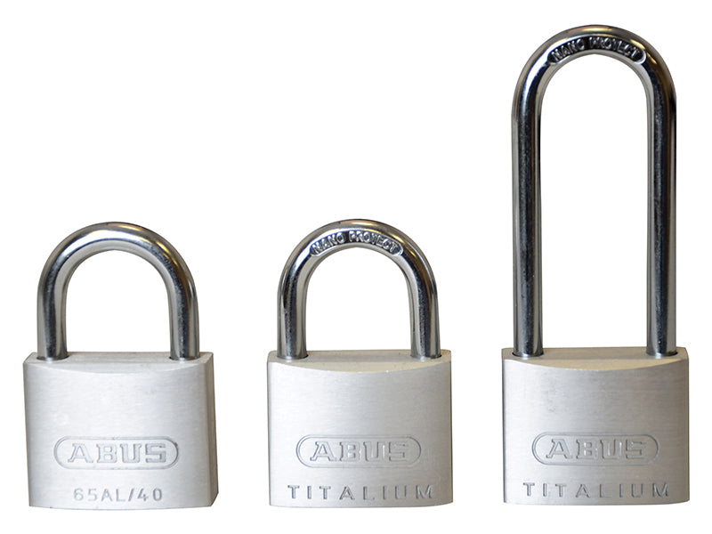 ABUS 56380 64TI/40mm TITALIUM� Padlock Triple Pack (1 Long Shackle)