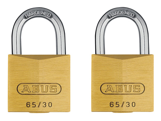 ABUS 21730 65/30mm Brass Padlock Twin Carded