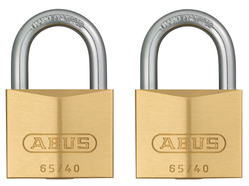 ABUS 09859 65/40mm Brass Padlock Twin Carded