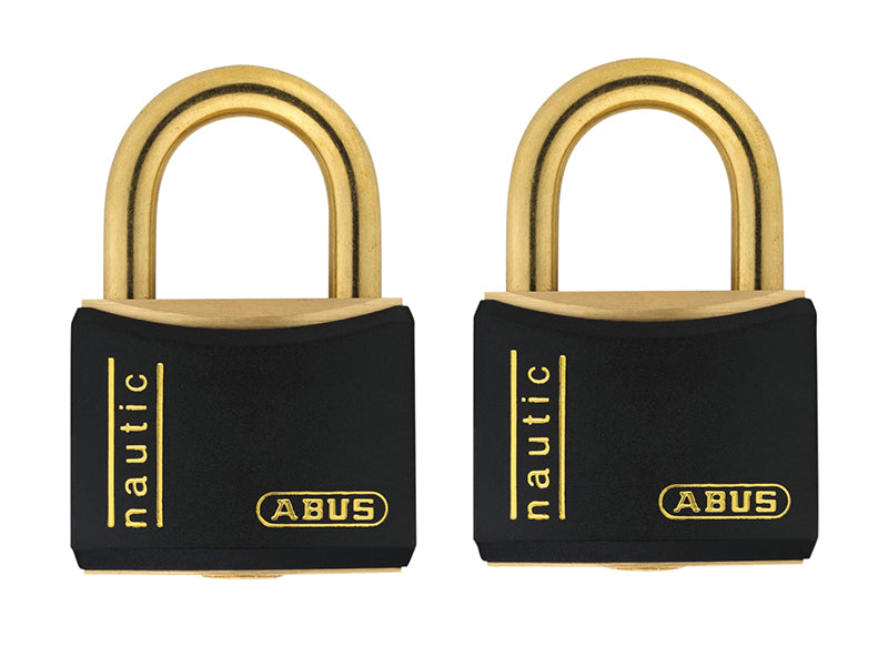 ABUS 35278 T84MB/40mm Black Rustproof Padlock Twin Pack Carded