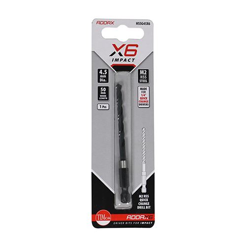 TIMCO X6 HSS Impact Drill Bits 5.0mm Pack 1