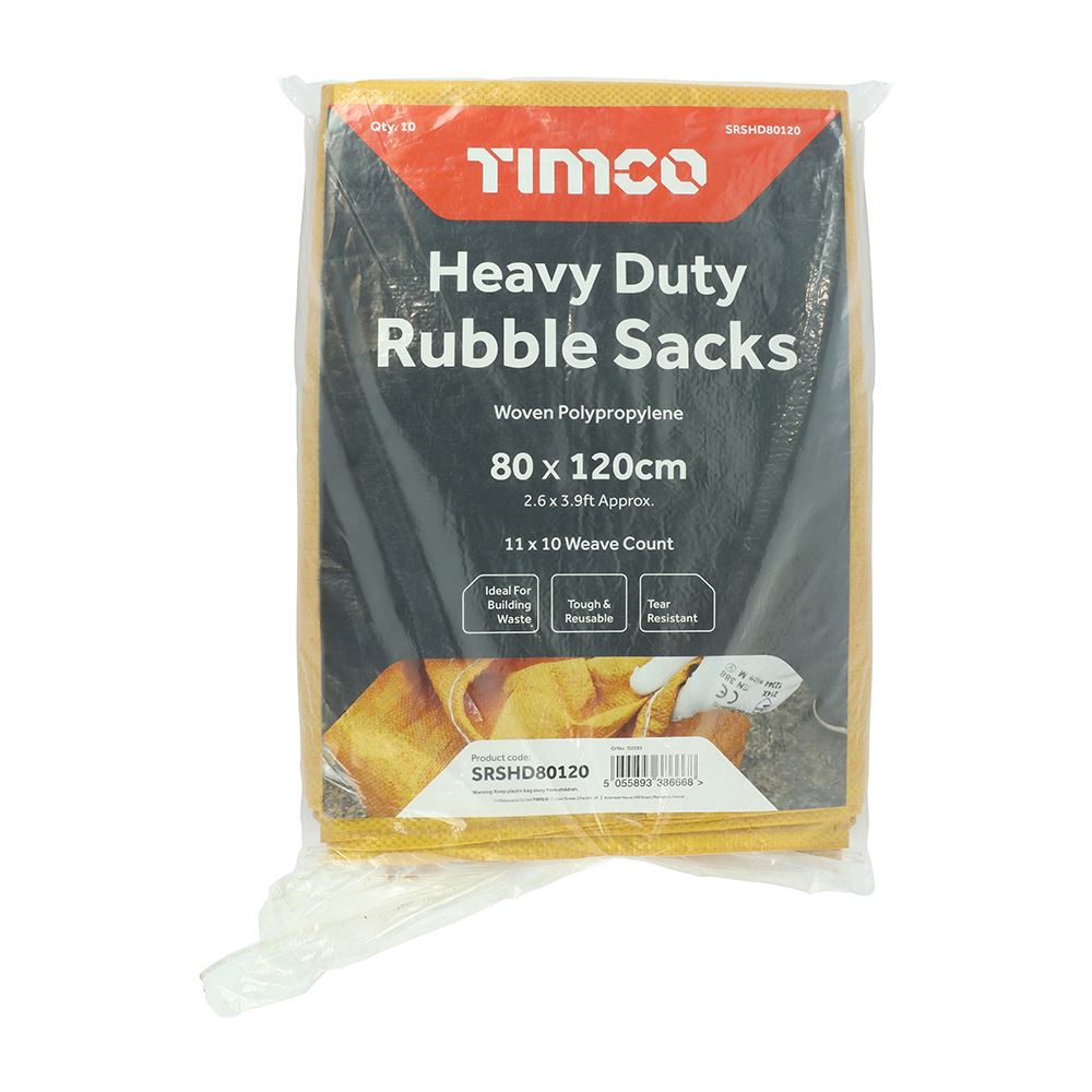 TIMCO Heavy Duty Rubble Sacks 80 x 120cm Pack 10