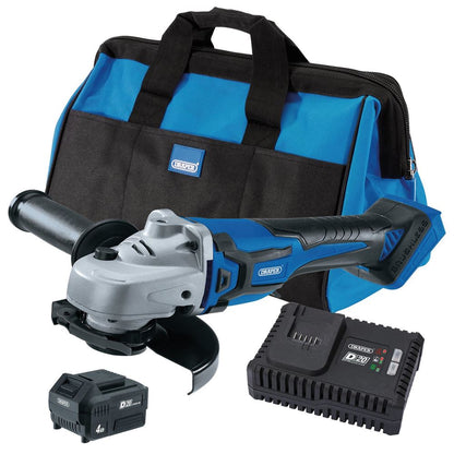 70368 D20 D20 20V Angle Grinder Kit, 1 x 4.0Ah Battery, 1 x Fast Charger in 28L Tool B Socket 3/8 Spinner Handles Professional Trade DIY Workshop Ga