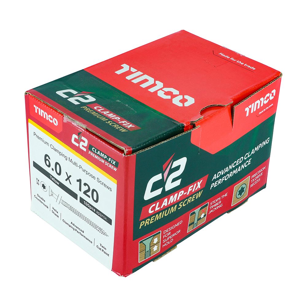 TIMCO C2 Clamp-Fix TX30 CSK ZYP 6.0 x 120 Gold Pack 100