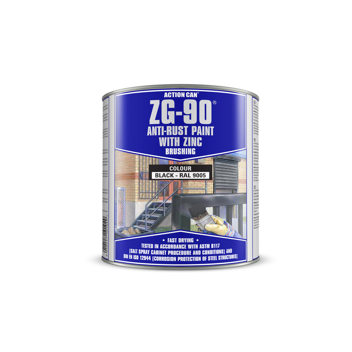Action Can ZG-90 - Black 900ml Brushable Cold Zinc Galvanising Paint