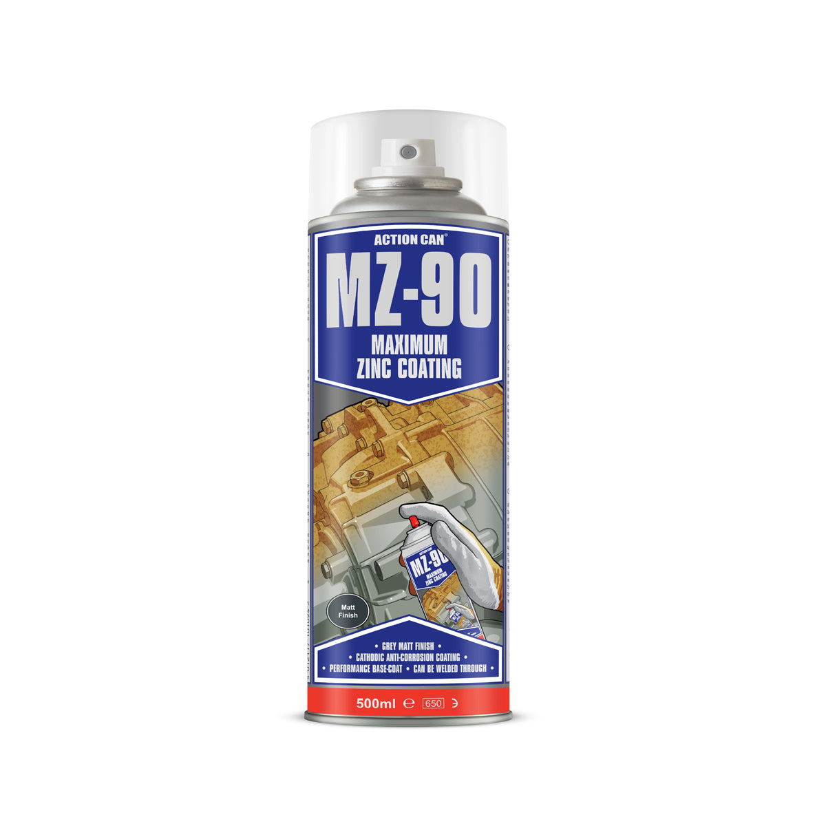 Action Can MZ-90 Matt Finish Cold Zinc Galvanising Spray Paint Aerosol 500ml