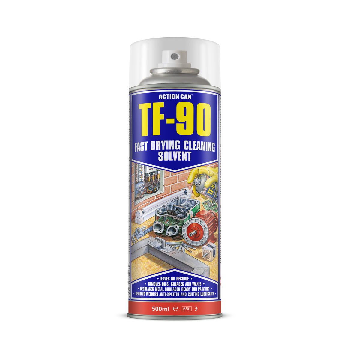 Action Can TF-90 Fast Drying Cleaning Solvent Degreaser Spray Aerosol 500ml