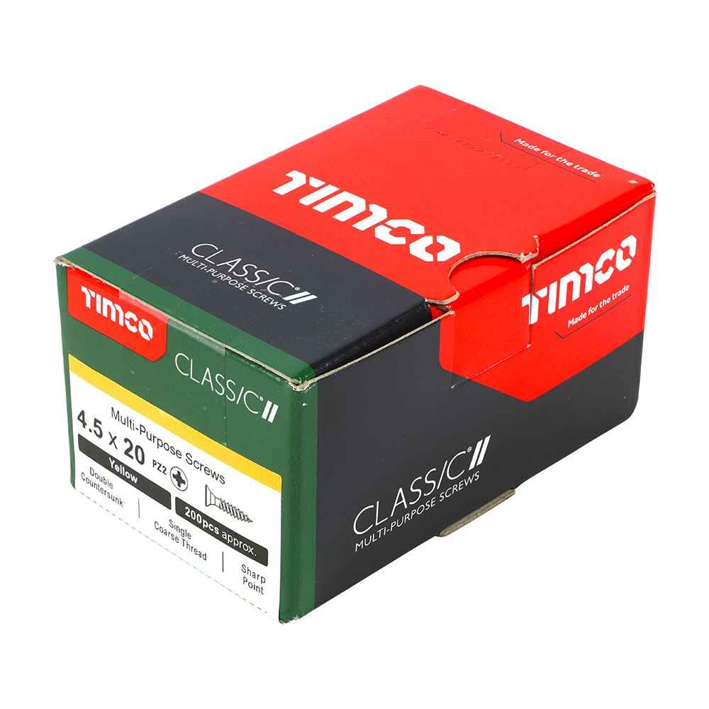 TIMCO Classic Screw PZ2 CSK ZYP 4.5 x 20 Gold Pack 200