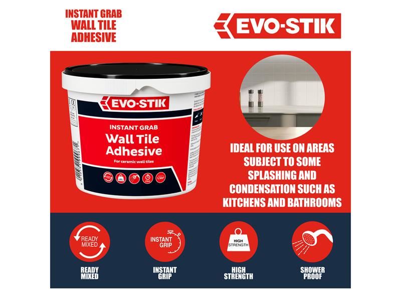 EVO-STIK 30811581 Instant Grab Wall Tile Adhesive 1 litre