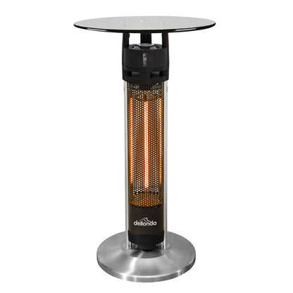 Dellonda DG63 Bistro Table with 1600W Heater, 95cm, Black/Stainless Steel | 230V, Tip-Over Switch | Powerful garden bistro table with 1600W carbon