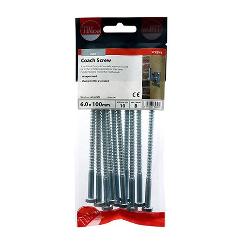 TIMCO Coach Screws Hex Head Silver Zinc Wood Timber Lag Bolt All Sizes
