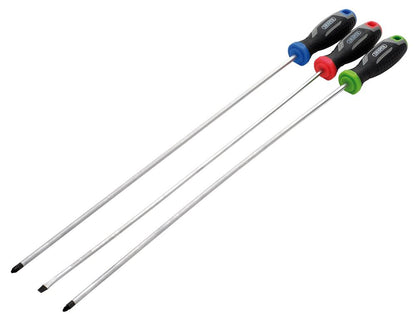 Draper SET 1- 3PC SET - LONG Long Reach Soft Grip Screwdriver Set (3 Piece)