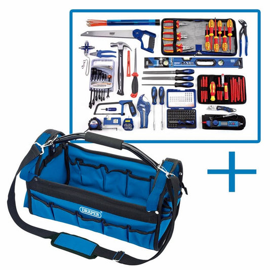 04319 Draper Electricians Tote Bag Tool Kit DTKELECTKTB Socket 3/8 Spinner Handles Professional Trade DIY Workshop Garage Use