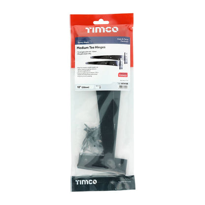 TIMCO Medium Tee Hinge Pair Black 10" Black Pack 1