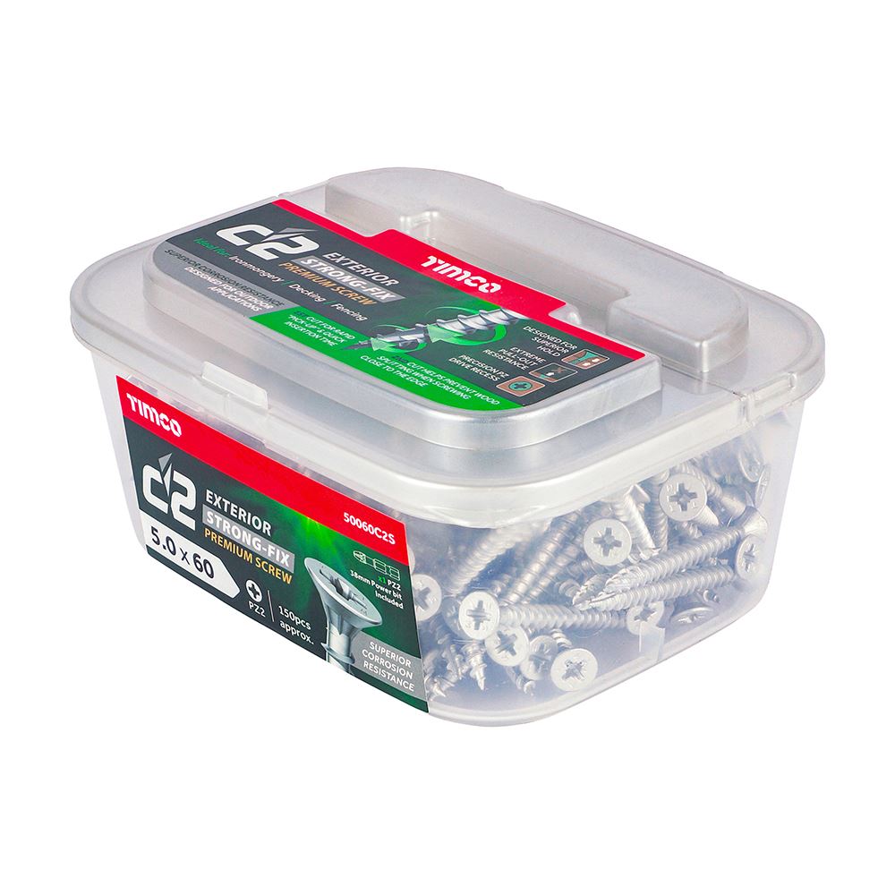 TIMCO C2 Strong-Fix Exterior PZ2 CSK 5.0 x 60 Silver Pack 150