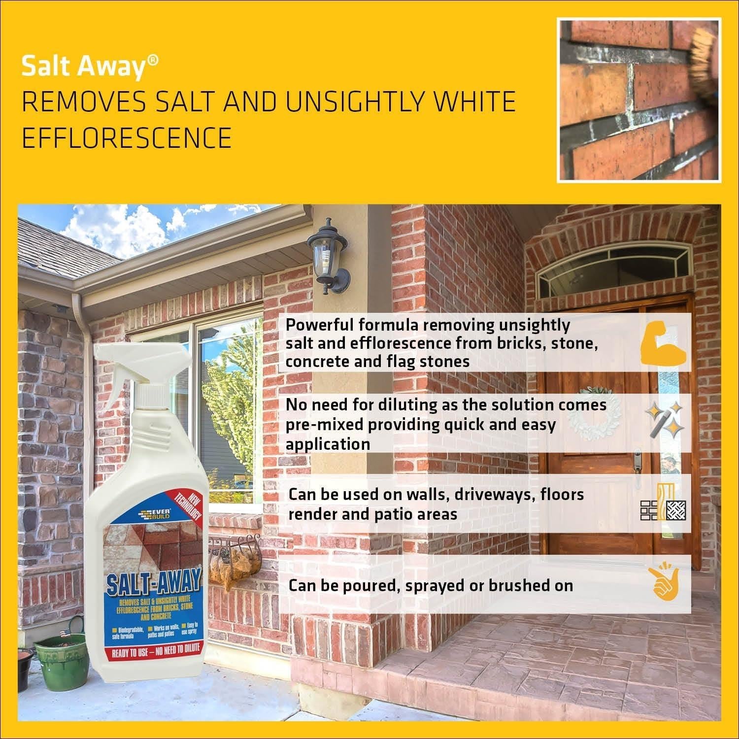 Everbuild 1L Salt Away Treatment Remover of Salt & Efflorescence From Bricks ETC