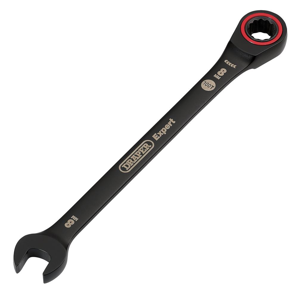 Draper 8.0MM RATCHETING SPANNER 03879 HI-TORQÂ® Metric Ratchet Combination Spanners, Black