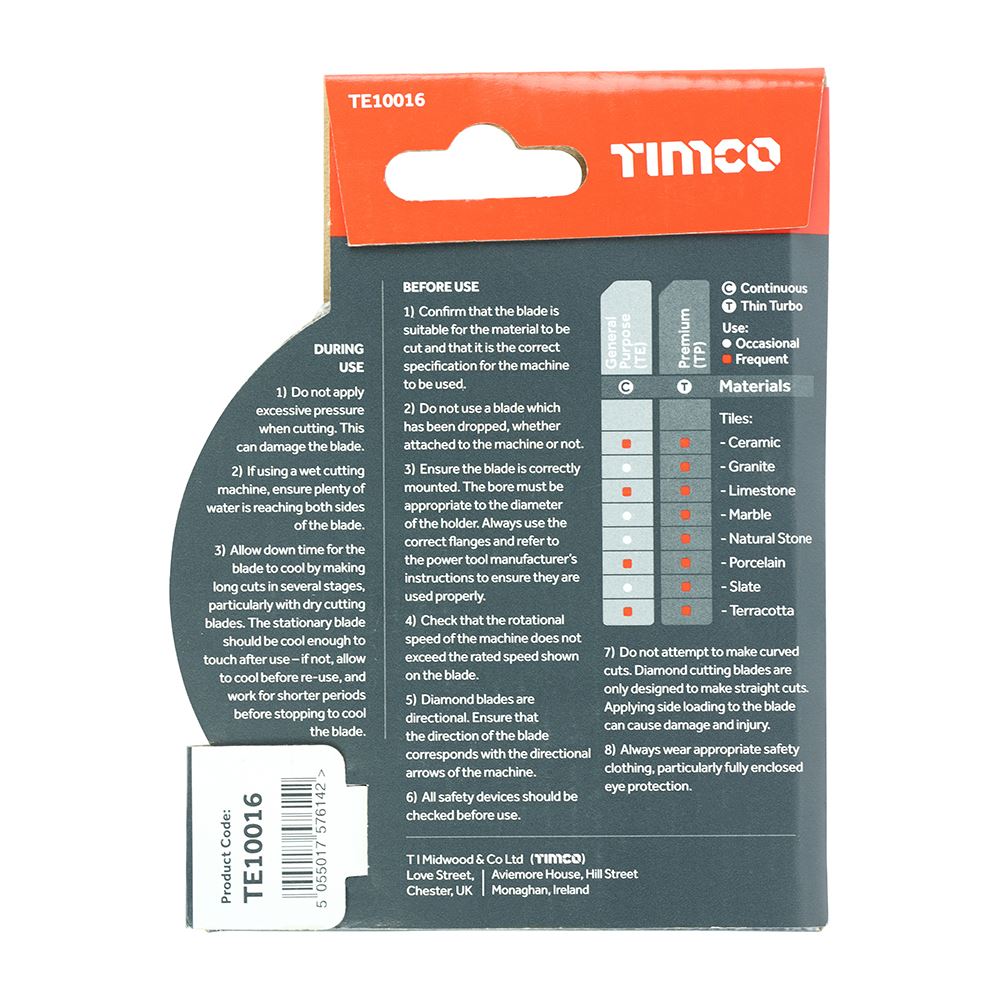 TIMCO GP Tile & Ceramic Blade 100 x 16.0 Pack 1