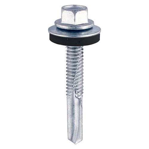 TIMCO Hex No.5 S/Dr Screw W16 - BZP 5.5 x 32 Silver Pack 100
