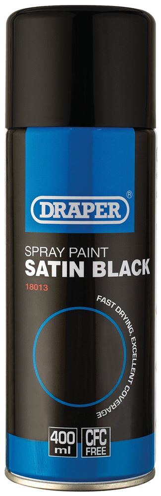 Draper SATIN BLACK PAINT - 400ML 18013 Satin Black Spray Paint (400ml)