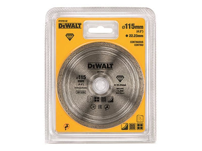 DeWalt Power Tools Continuous Rim Diamond Cutting Disc 115 x 22.23mm
