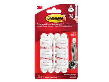 Command� 17006 White Mini Hooks (Pack 6)