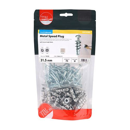 TIMCO Metal Speed Plug & Screw 31.5mm Silver Pack 75