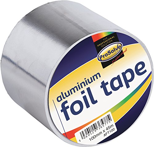 100mm x 45m Prosolve Aluminium Foil Tape Roll Heat Insulation Reflective Duct Self Adhesive
