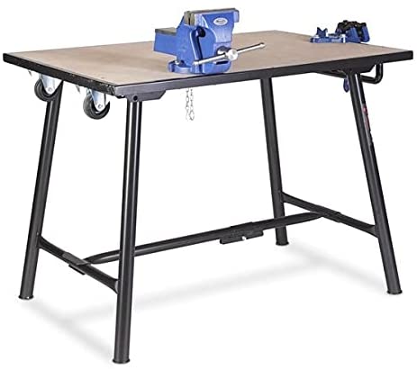 Armorgard - Tuffbench + Folding Workbench c/w Wheels, Handle 4" Chain Vice and 6" Engineers Vice