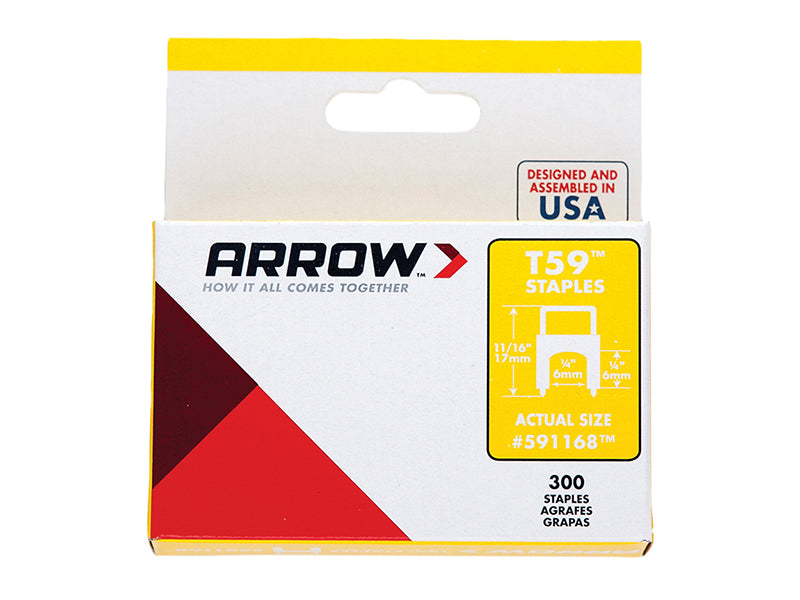 Arrow A591168 T59 Insulated Staples Clear 6 x 6mm Box 300