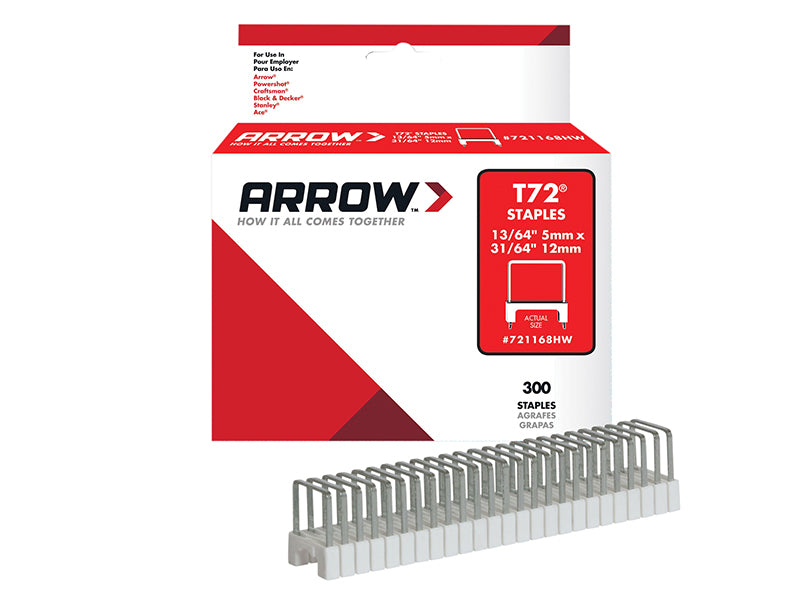 Arrow A721168HW T72HW Clear Insulated Staples for Hardwood 5 x 12mm Box 300