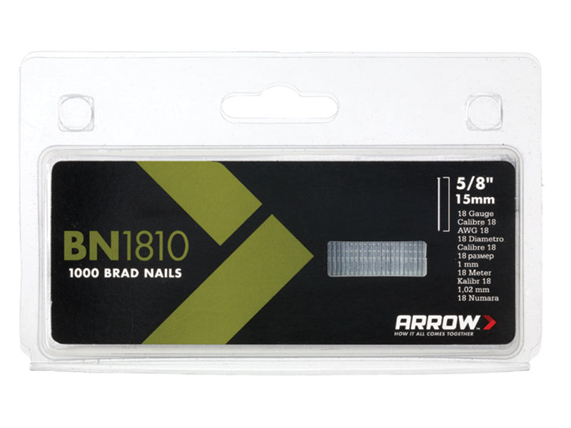 Arrow ABN1810 BN1810 Brad Nails 15mm Pack 1000