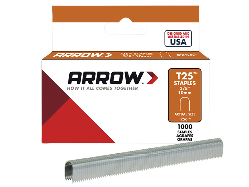 Arrow A256 T25 Staples 10mm (3/8in) Box 1000