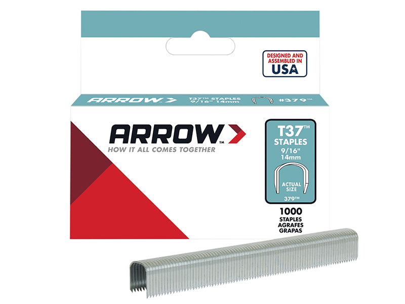 Arrow A379 T37 Staples 14mm (9/16in) Box 1000