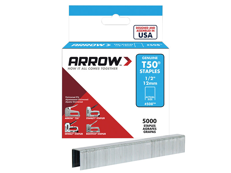 Arrow A508IP T50 Staples 12mm (1/2in) Bulk Pack 5000