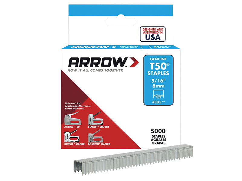 Arrow A505IP T50 Staples 8mm (5/16in) Bulk Pack 5000