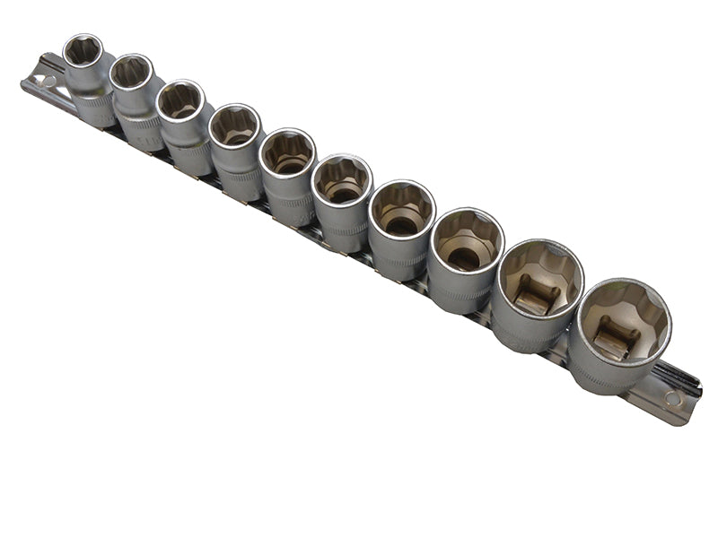 BlueSpotTools 01526 Sockets On Rail Set of 10 Metric 1/2in Drive
