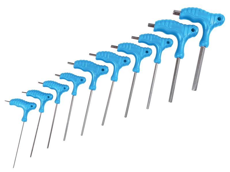 BlueSpotTools 12185 Metric T-Handle Hex Key Set, 10 Piece (2-10mm)