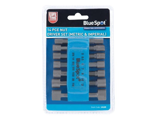 BlueSpotTools 14109 Metric & Imperial Nut Driver Set, 14 Piece