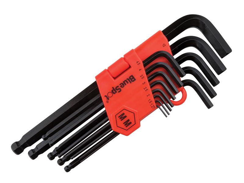 BlueSpotTools 15303 Long Arm Ball End Hexagon Key Set, 13 Piece (1.27-10mm)
