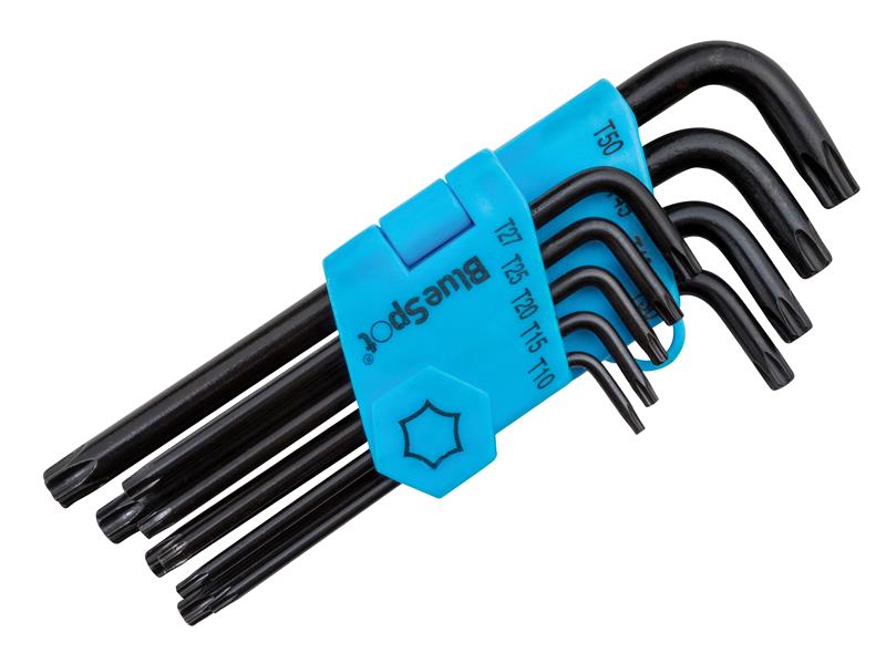 BlueSpotTools 15305 Long Arm Ball End TORX Key Set of 9 (TX10-TX50)