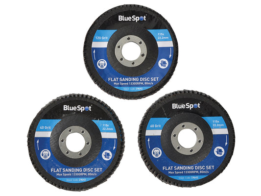 BlueSpotTools 19642 Sanding Flap Disc Set 3 Piece 115mm (4.1/2in)