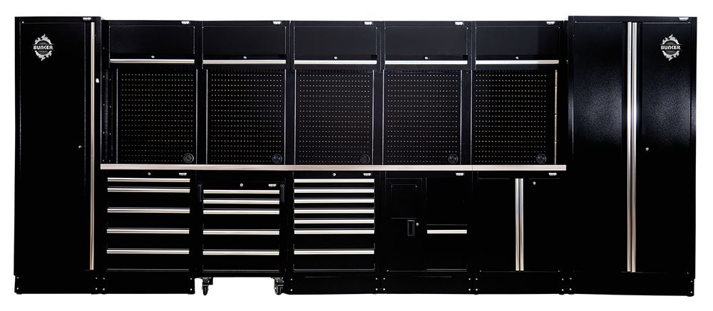 BUNKER  25 Piece Modular Storage Combo with Sink and Stainless Steel Worktop, 4915mm