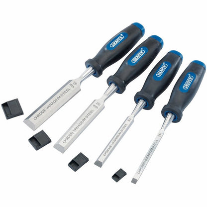83351 Draper Soft Grip Bevel Edge Wood Chisel Set (4 Piece) DWCSGSET4 Chisels Professional Trade DIY Workshop Garage Use
