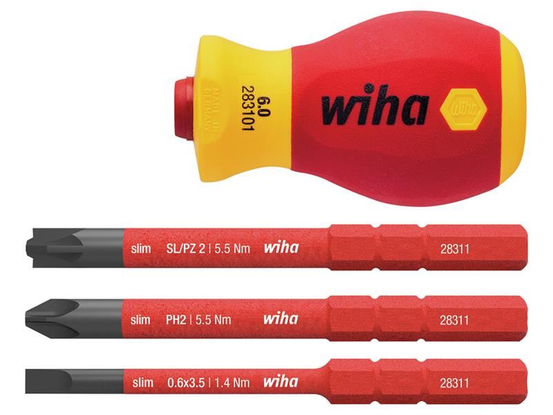 WHA SoftFinish  electric slimVario Stubby Screwdriver Set, 4 Piece