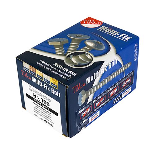 TIMCO Multi-Fix Bolt HEX Head 8.0 x 60 Silver Pack 100