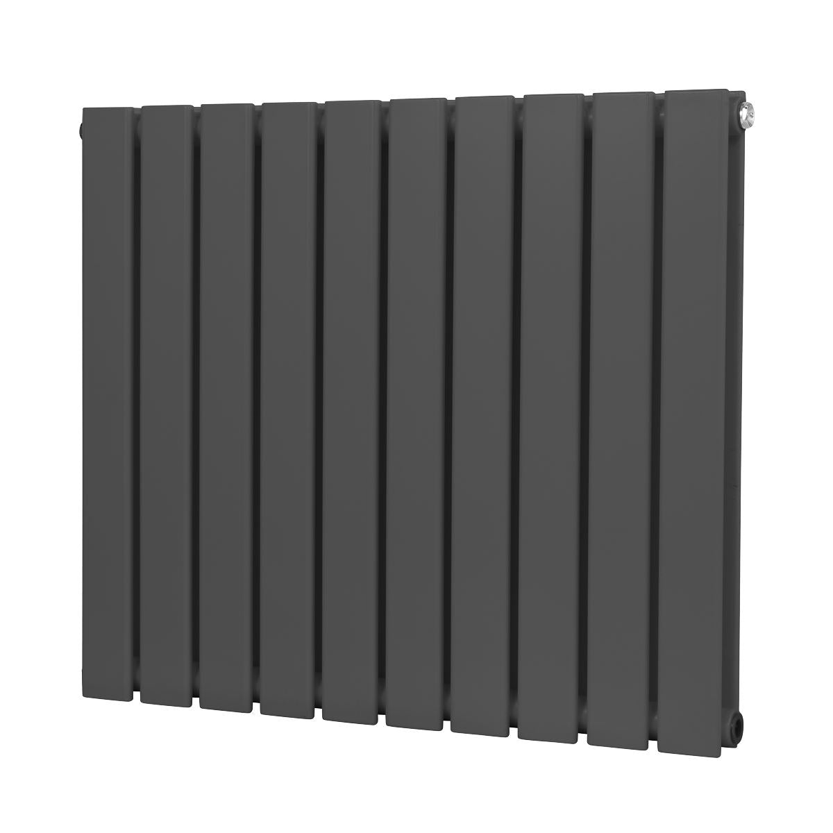 Baridi DH340 Horizontal Radiator Contemporary Double Flat Panel Design 600 x 700mm - Anthracite | Steel | Horizontal flat panel design delivers a BTU