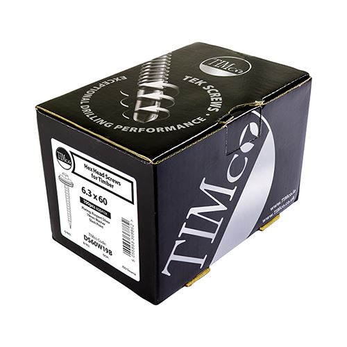 TIMCO Hex Screw W16 Slash EXT 6.3 x 25 Silver Pack 100